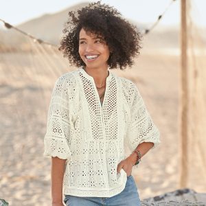 Eyelet Symphony Top. Petite